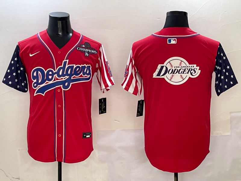 Men Los Angeles Dodgers Blank Red a generation of national flags Joint name 2025 Nike MLB Jersey style 36->los angeles dodgers->MLB Jersey